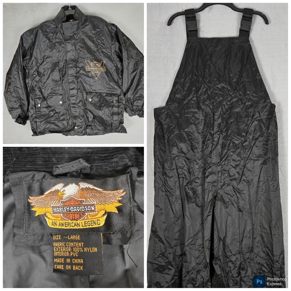 Harley-Davidson All Weather Motorcycle Rain Suit Mens Large Jacket Overalls